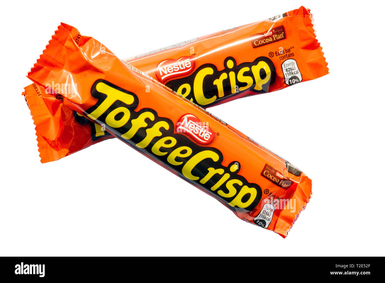Nestle Toffee Crisp chocolate bar, cut out or isolated on a white background. Stock Photo