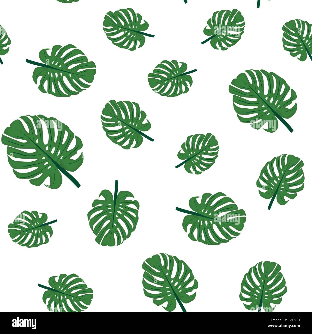 Vector illustration. Seamless pattern. Tropical green leaves isolate on ...