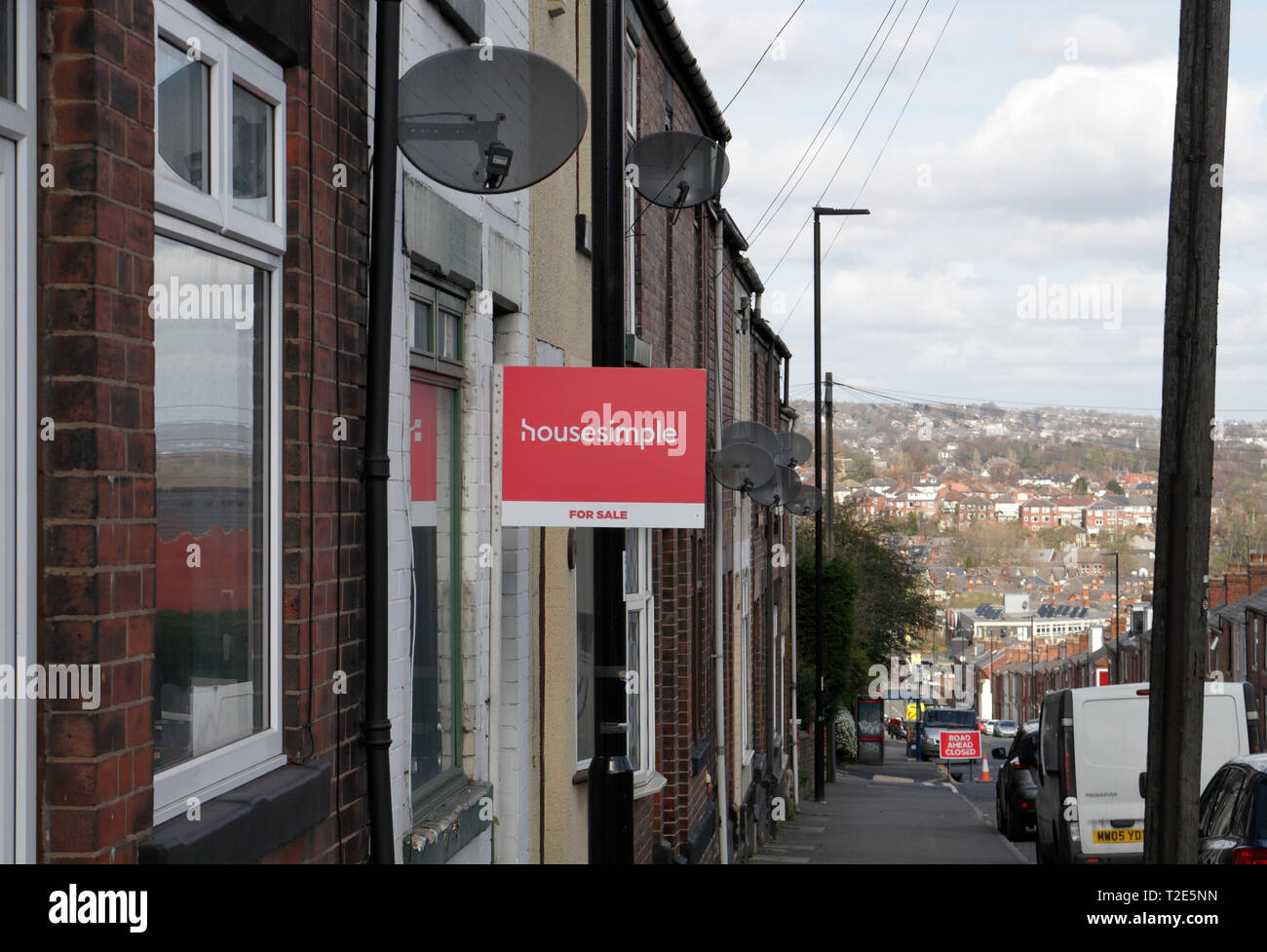 Homesimple for sale sign, Woodseats Road, Sheffield England UK Stock
