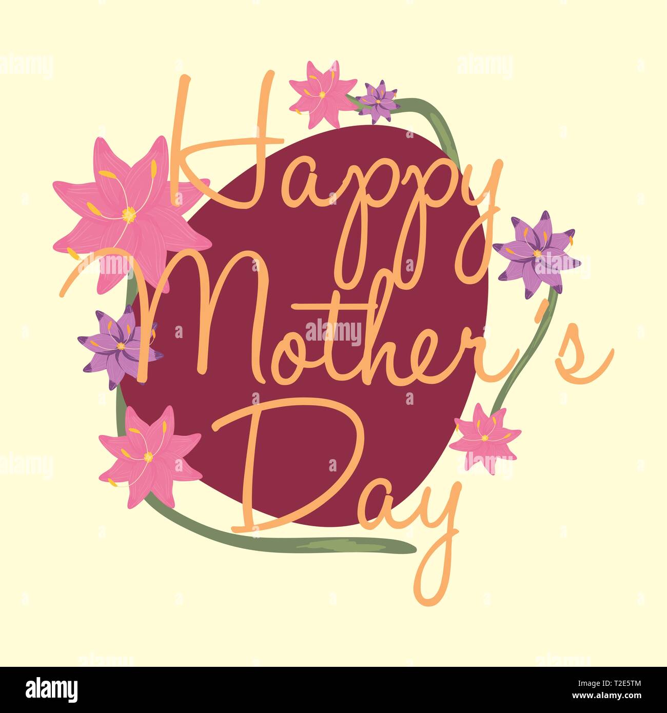 happy mothers day flowers celebration vector illustration Stock Vector ...