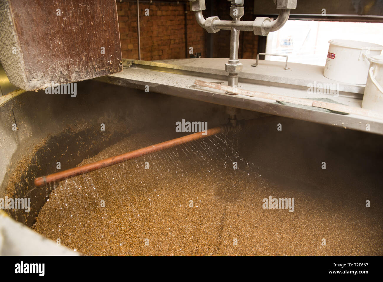Brewing process, inside vat fermentation Stock Photo