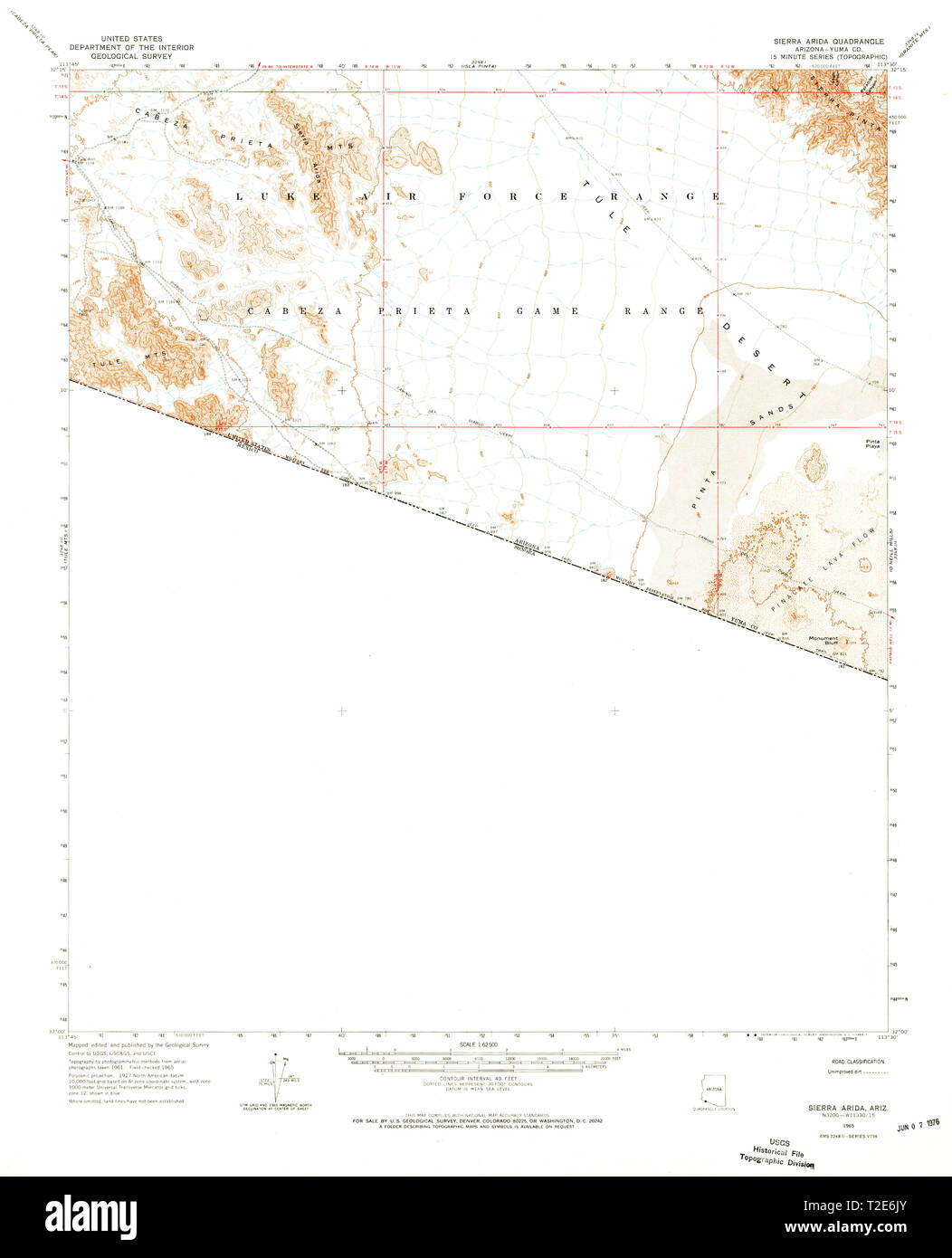 USGS TOPO Map Arizona AZ Sierra Arida 315041 1965 62500 Restoration Stock Photo