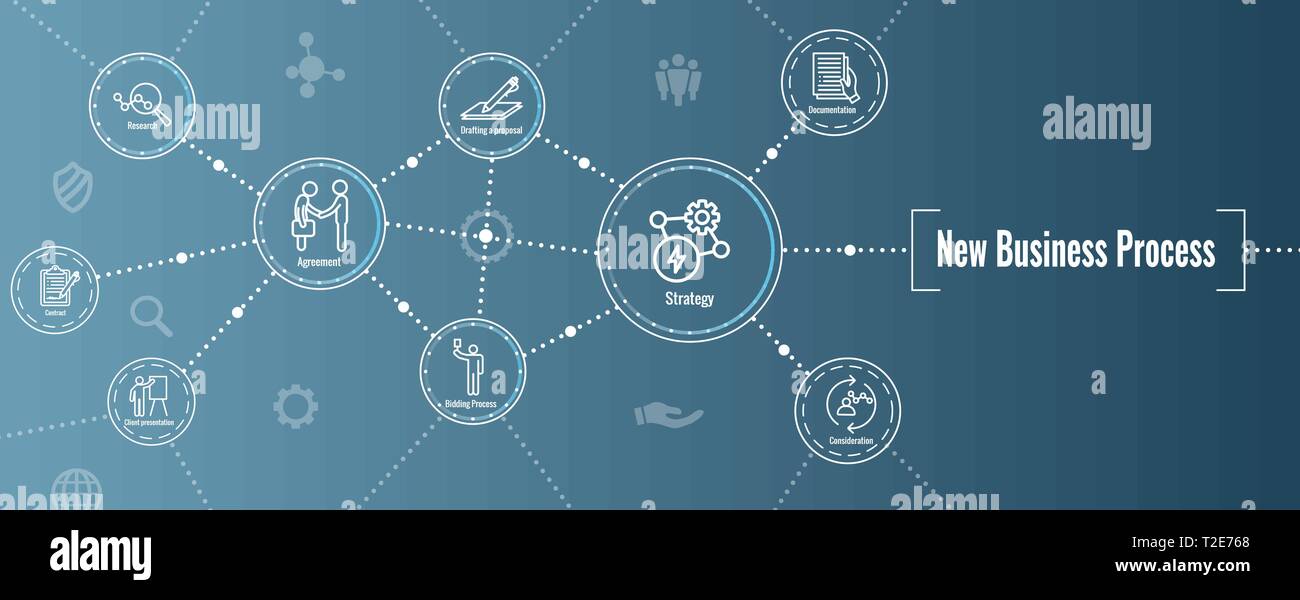 New Business Process Web Header Banner & Icon Set Stock Vector Image ...