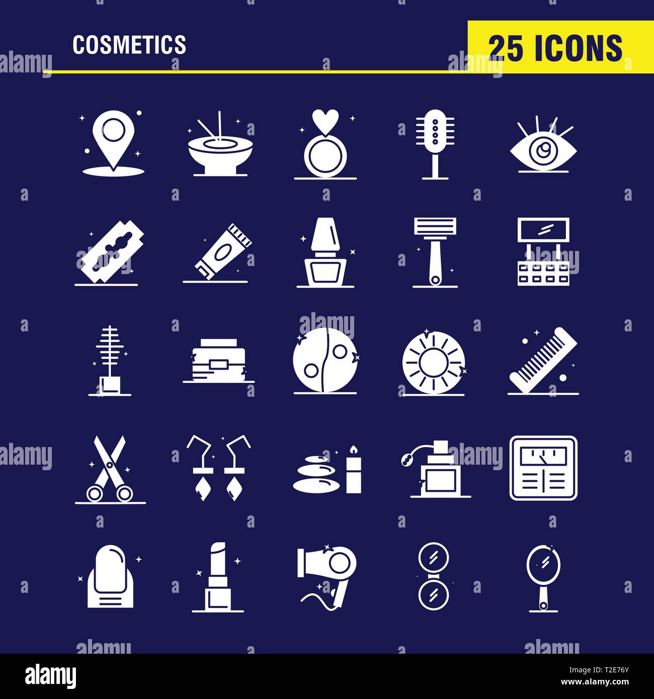 Cosmetics Solid Glyph Icons Set - Cosmetics Solid Glyph Icons Set For Infographics Mobile Uxui Kit And Print Design Include Location Map Pin Cosmetic Cosmetic Bowl Eat Cosme T2E76Y 