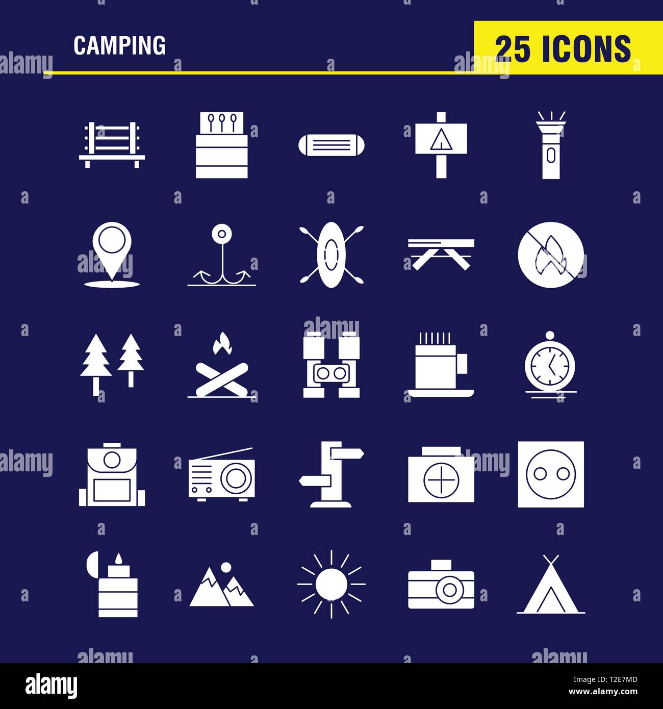 Camping Solid Glyph Icon Pack For Designers And Developers. Icons Of ...