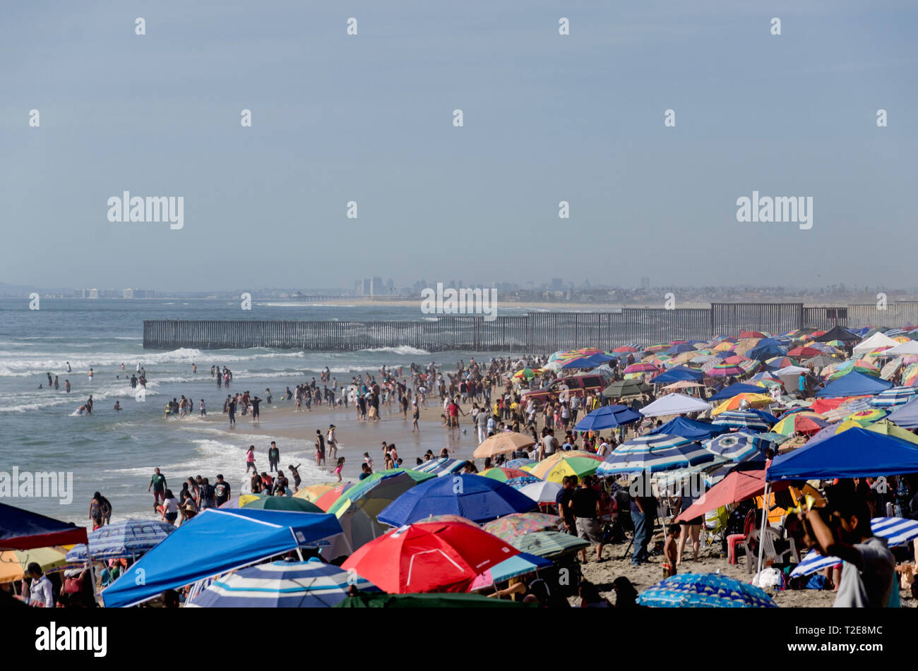 Crowded beach Stock Photo