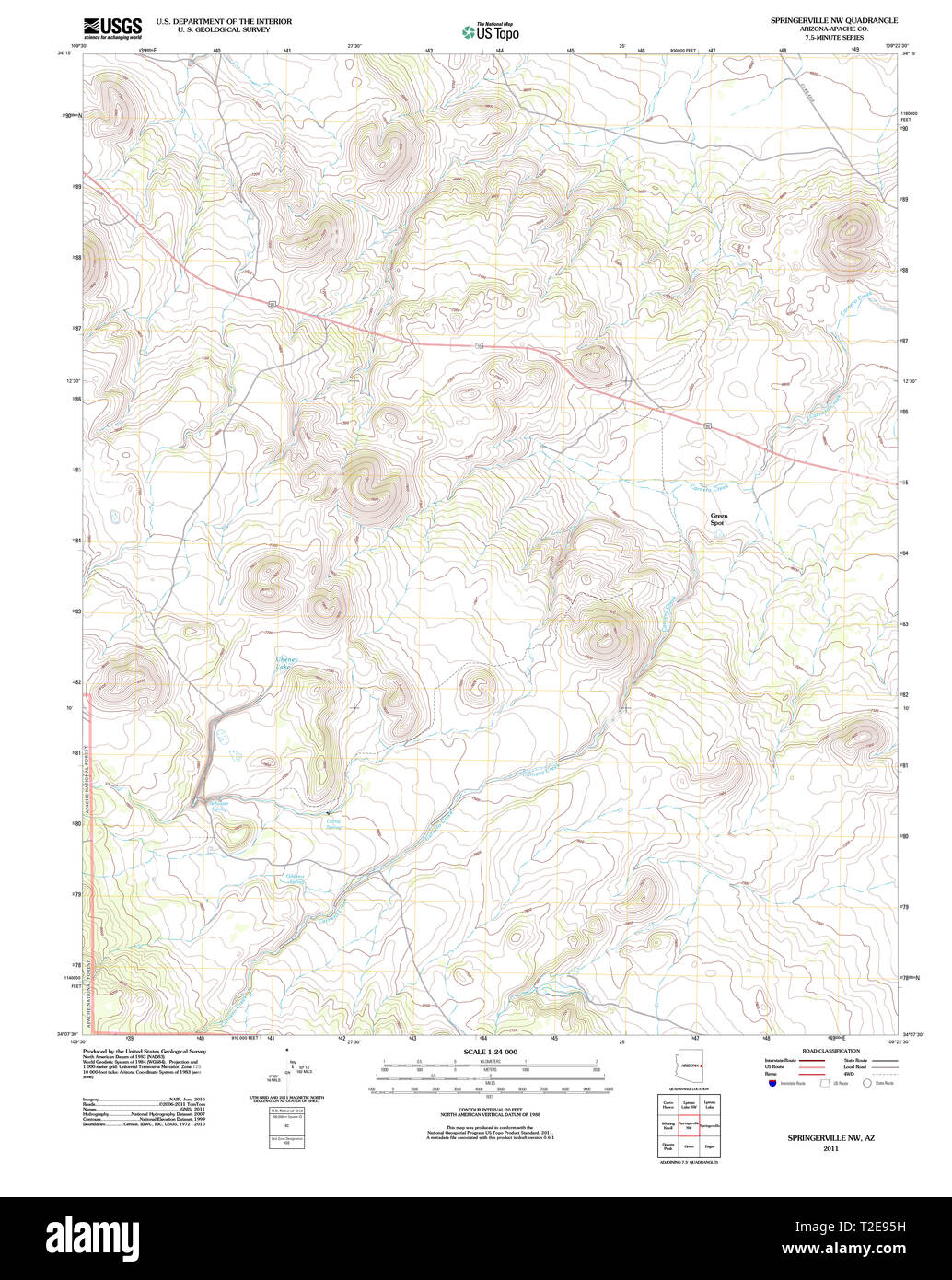Springerville Lateral Map Springerville hi-res stock photography and images - Alamy