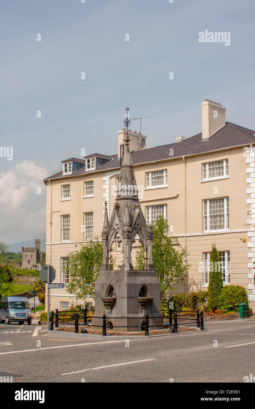 Ornate water fountain in Irish town of and Lismore, County Waterford