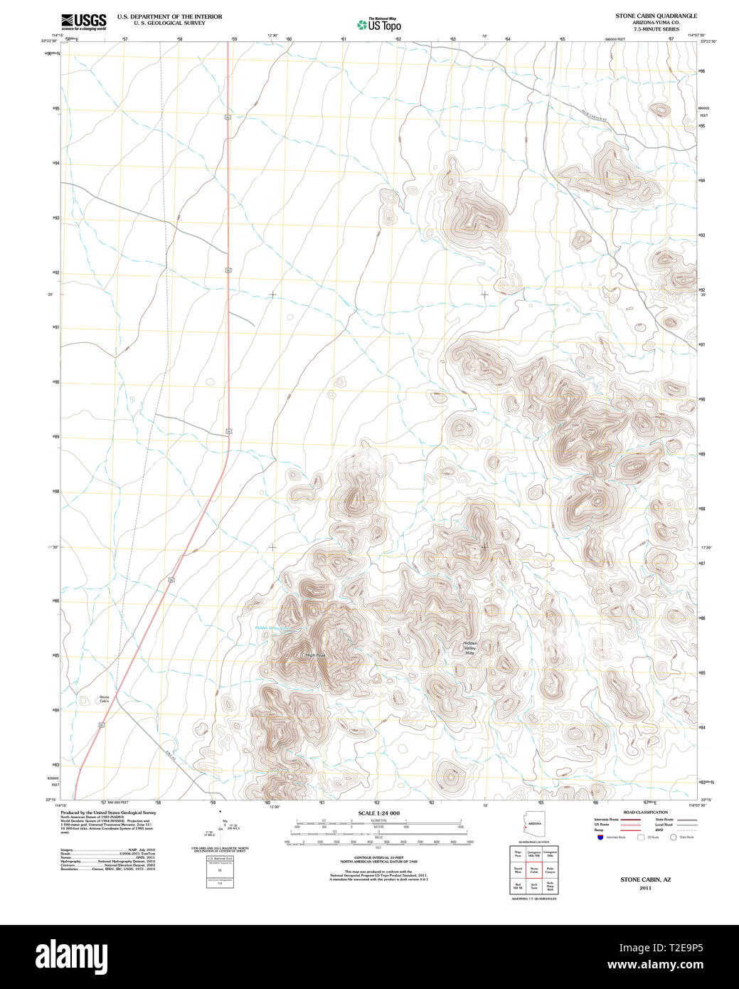 Usgs Topo Map Arizona Az Stone Cabin 20111121 Tm Restoration Stock