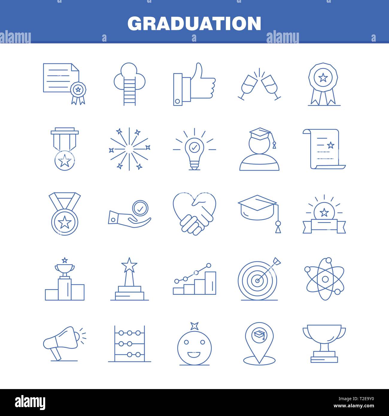 Graduation Line Icons Set For Infographics - Graduation Line Icons Set For Infographics Mobile Uxui Kit And Print Design Include Glass Drink Healthcare Graduation Map Location Medal Aw T2E9Y0 