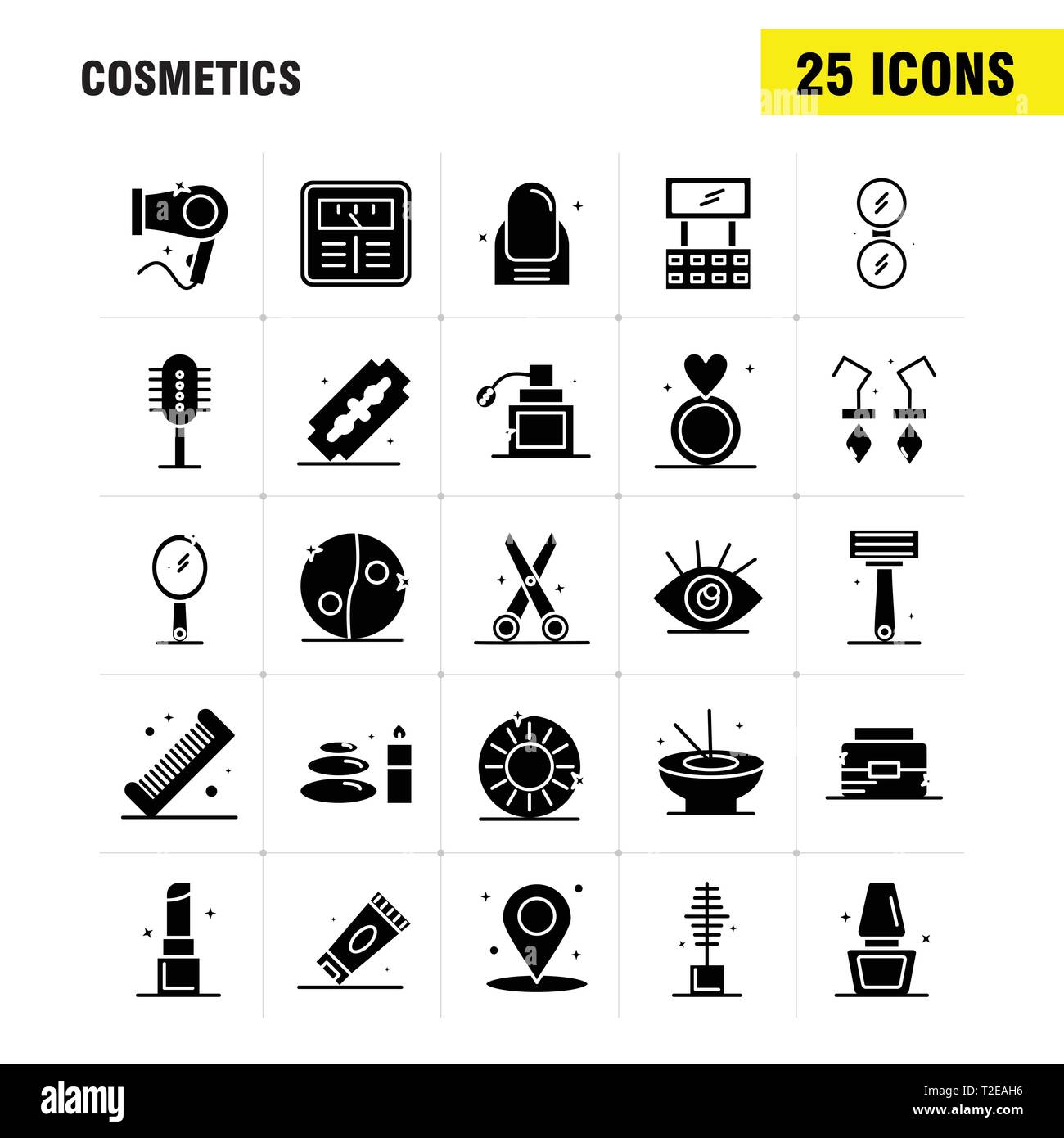 Cosmetics Solid Glyph Icons Set - Cosmetics Solid Glyph Icons Set For Infographics Mobile Uxui Kit And Print Design Include Location Map Pin Cosmetic Cosmetic Bowl Eat Cosme T2EAH6 