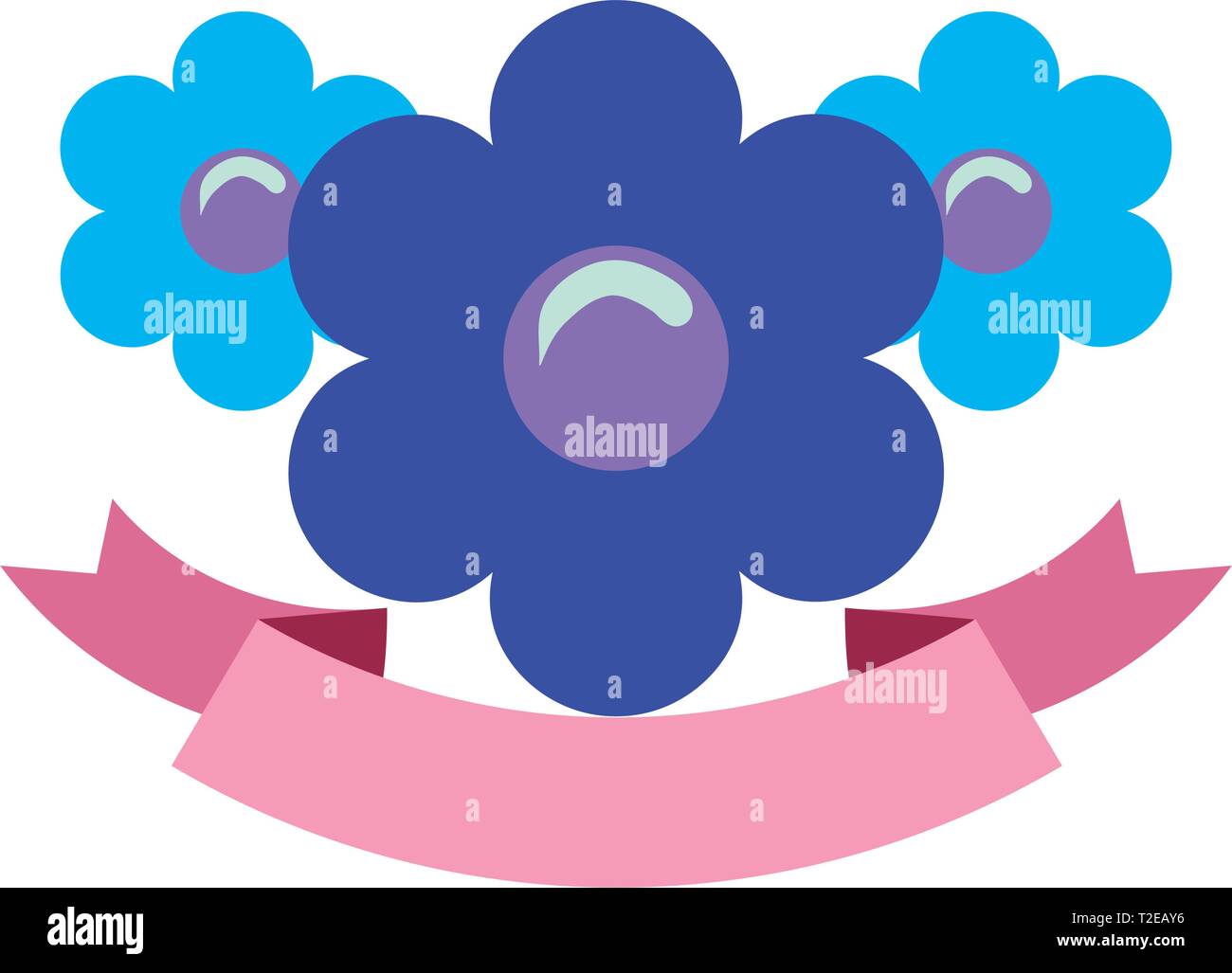 flowers ribbon decoration on white background vector illustration Stock ...