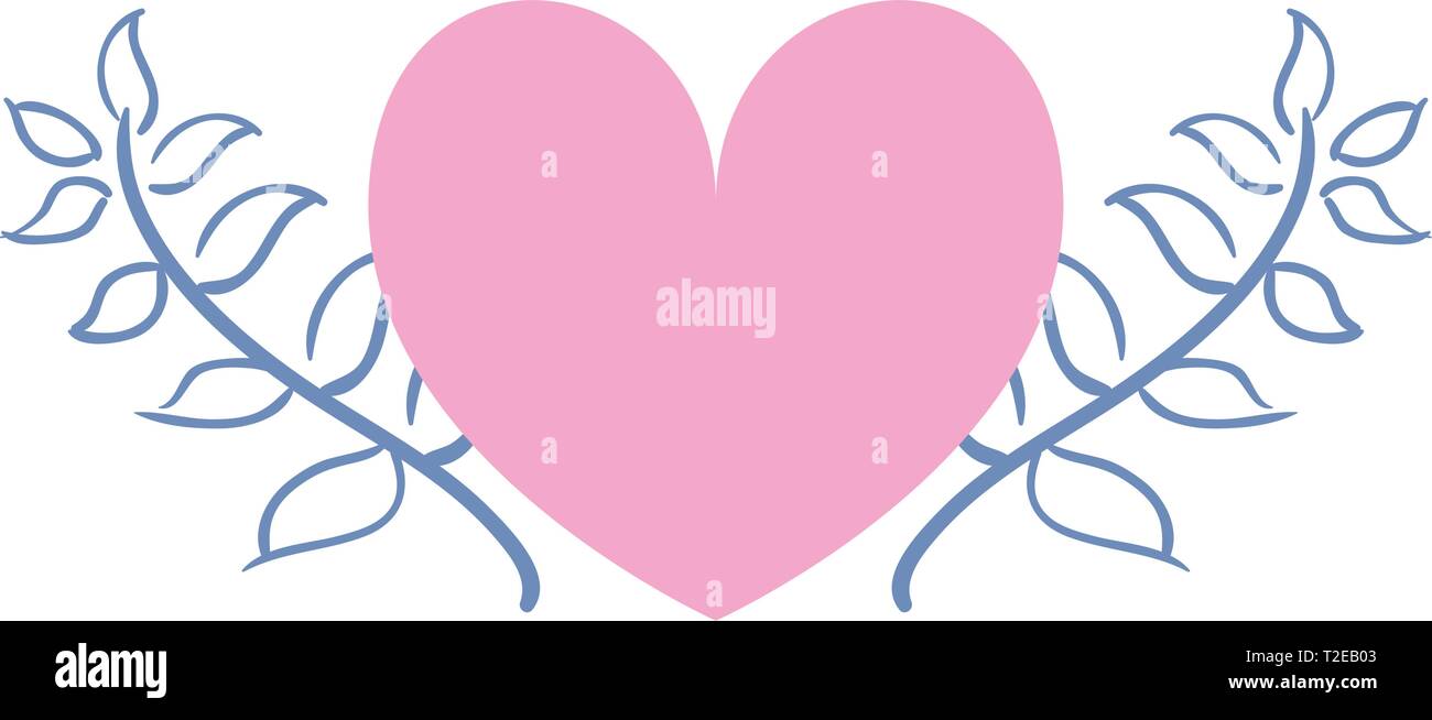 love romantic heart flowers decoration vector illustration Stock Vector ...