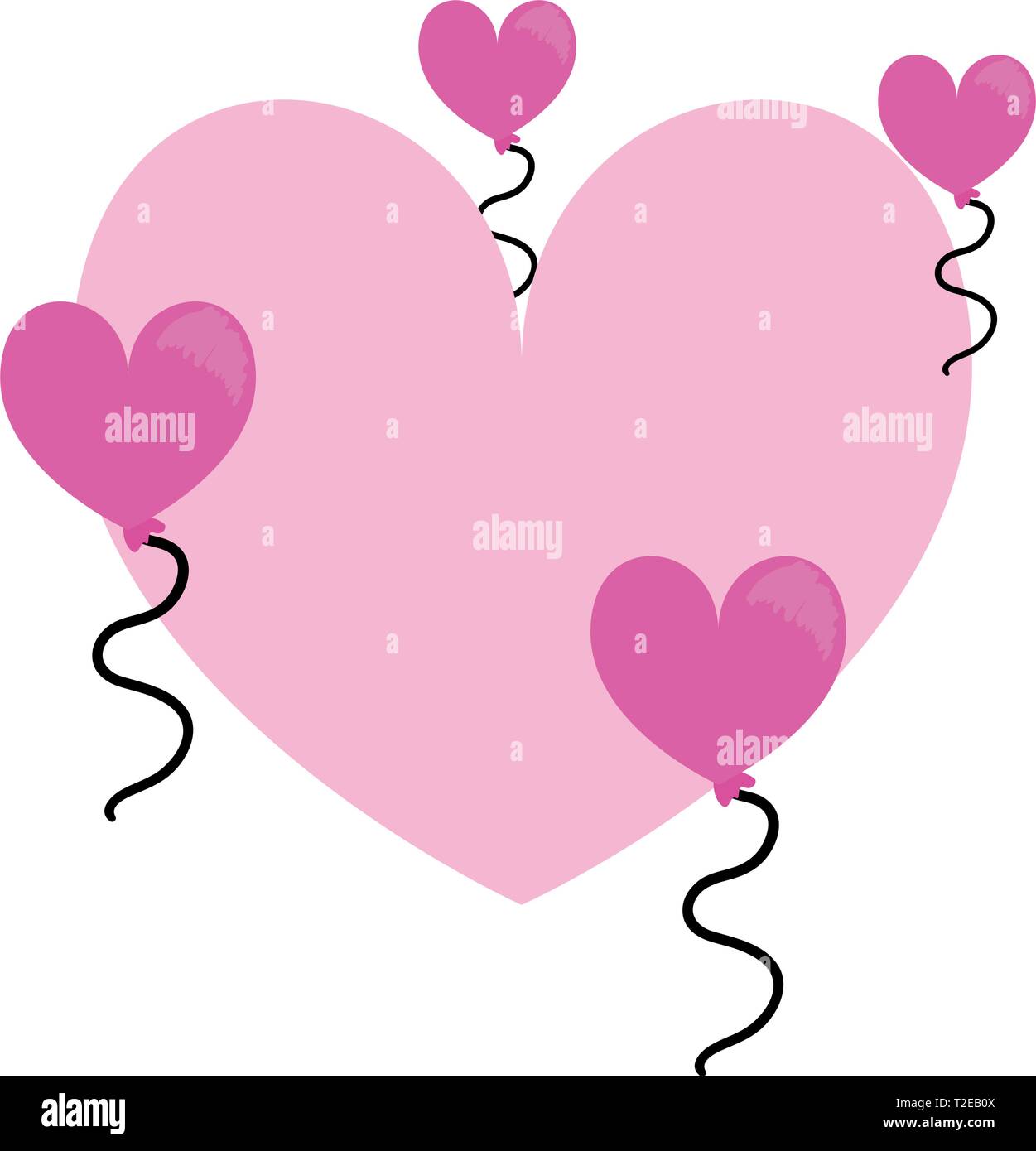 love romantic heart balloons vector illustration design Stock Vector ...