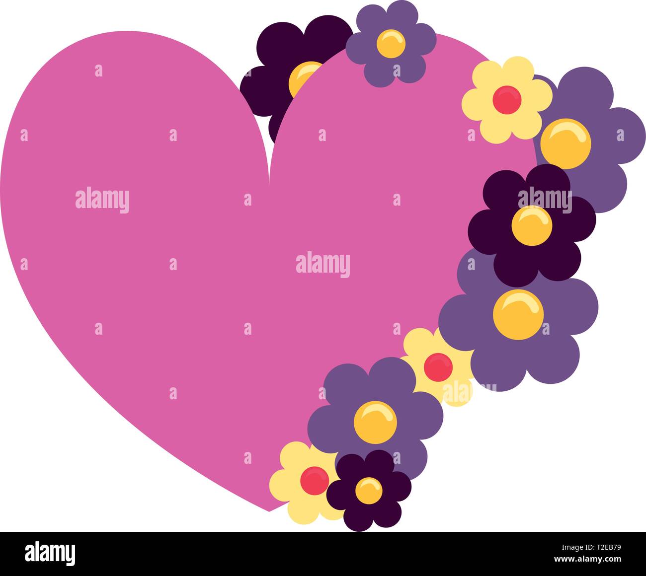 love romantic heart flowers decoration vector illustration Stock Vector ...