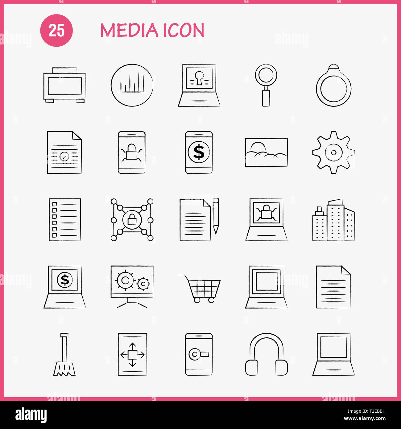 Media Icon Hand Drawn Icons Set For Infographics, Mobile UX/UI Kit And ...