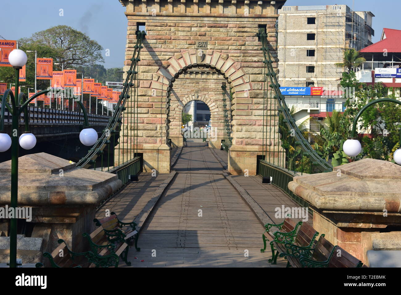 Punalur, Kerala, India March 1, 2019 The Cables of the Suspension