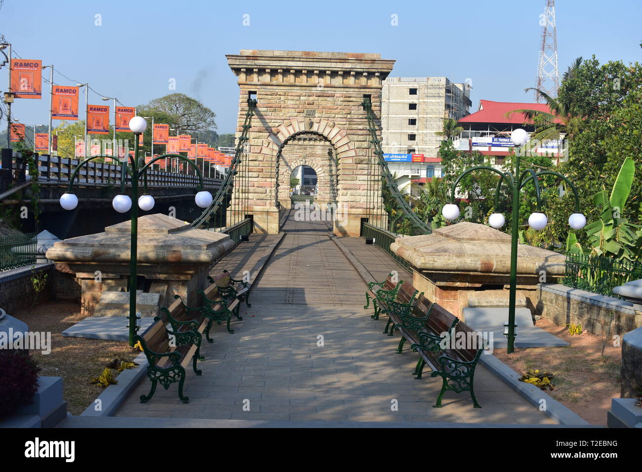 Punalur, Kerala, India March 1, 2019 1877 Punalur Suspension Bridge