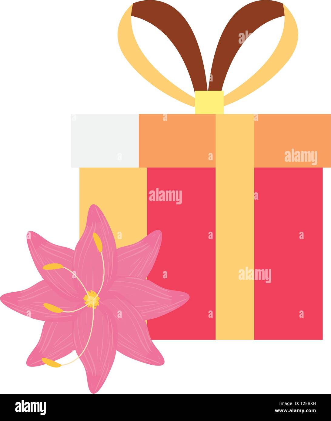 gift box flower white background vector illustration Stock Vector Image & Art Alamy