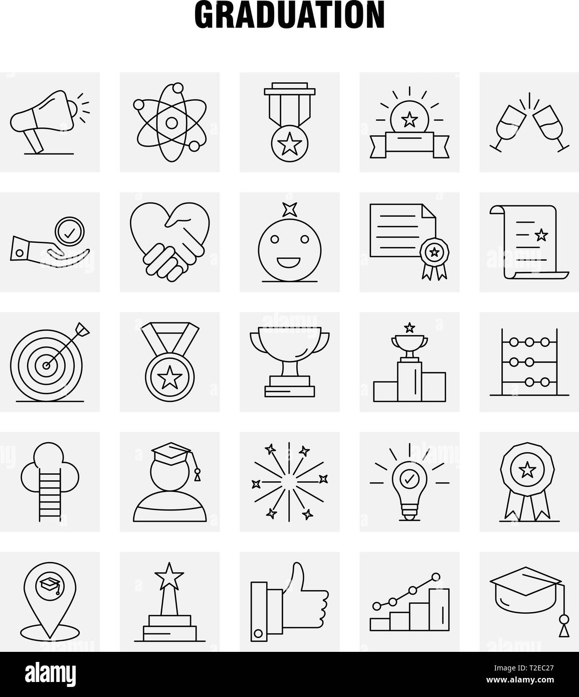 Graduation Line Icons Set For Infographics - Graduation Line Icons Set For Infographics Mobile Uxui Kit And Print Design Include Glass Drink Healthcare Graduation Map Location Medal Aw T2EC27 