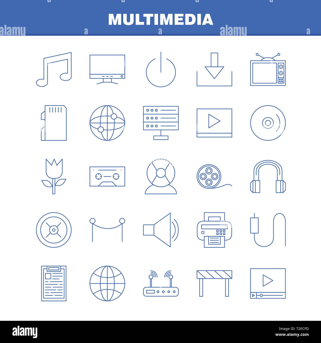 Multimedia Line Icon for Web, Print and Mobile UX/UI Kit. Such as: Off ...