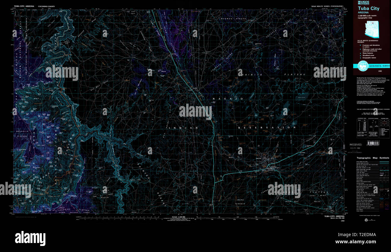 USGS TOPO Map Arizona AZ Tuba City 315314 1983 100000 Inverted