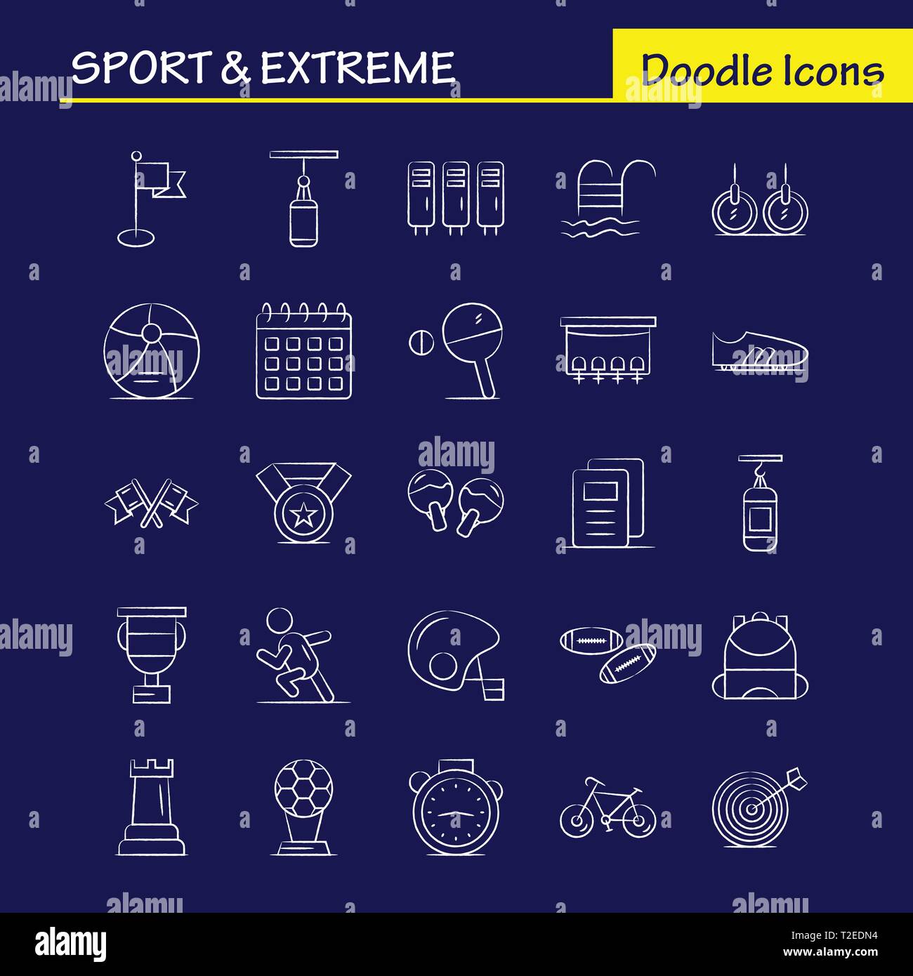 Sport And Extreme Hand Drawn Icons Set For Infographics, Mobile UX/UI Kit And Print Design. Include: Calendar, Day, Time, Date, Time, Clock, Watch, Ti Stock Vector