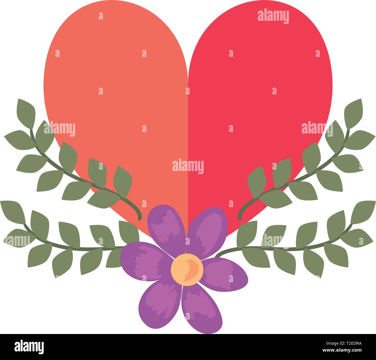 love romantic heart flowers decoration vector illustration Stock Vector ...
