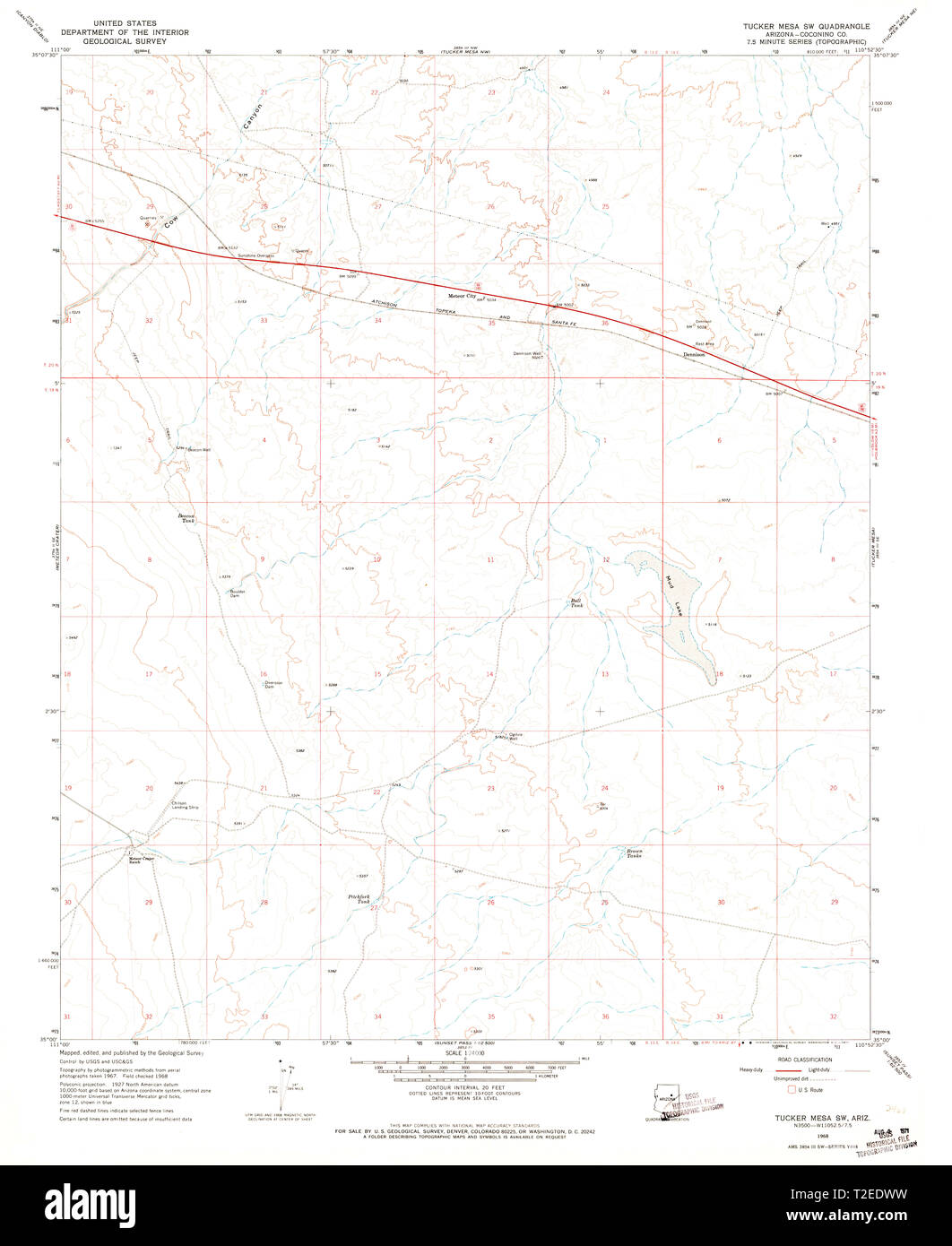 USGS TOPO Map Arizona AZ Tucker Mesa SW 313812 1968 24000 Restoration ...