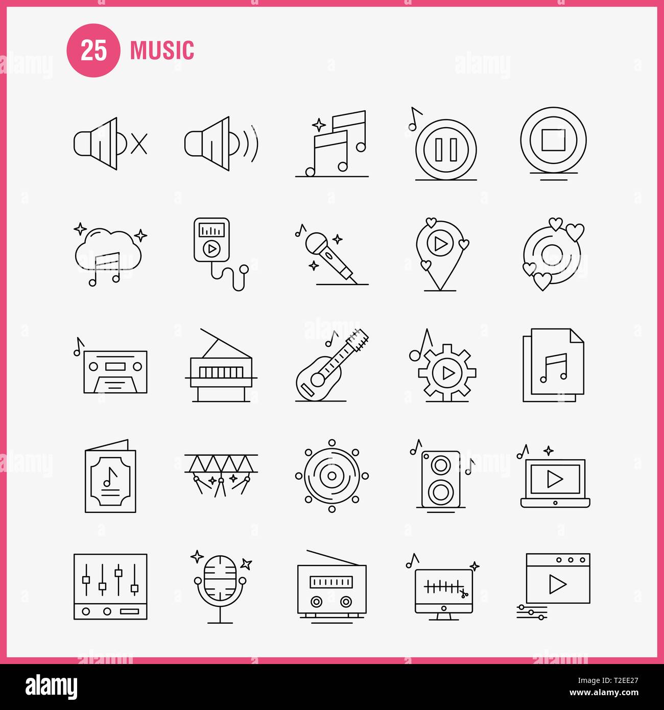 Music Line Icons Set For Infographics - Music Line Icons Set For Infographics Mobile Uxui Kit And Print Design Include Music Play File Data Music Play Setting Gear Icon Set Vec T2EE27 