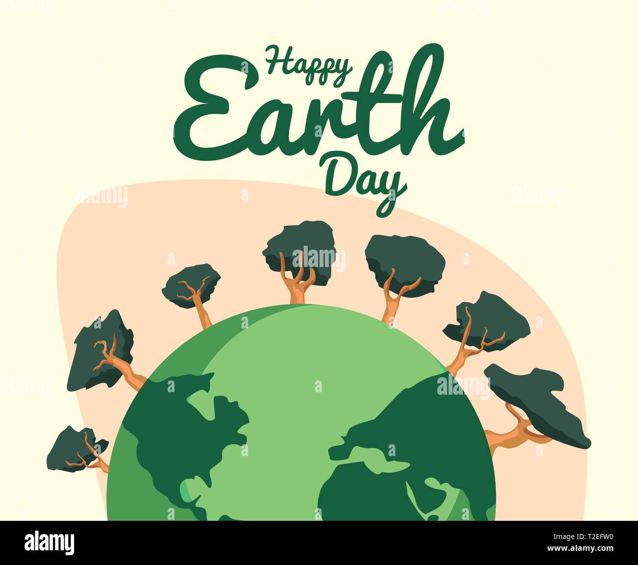 world planet trees happy earth day vector illustration Stock Vector ...