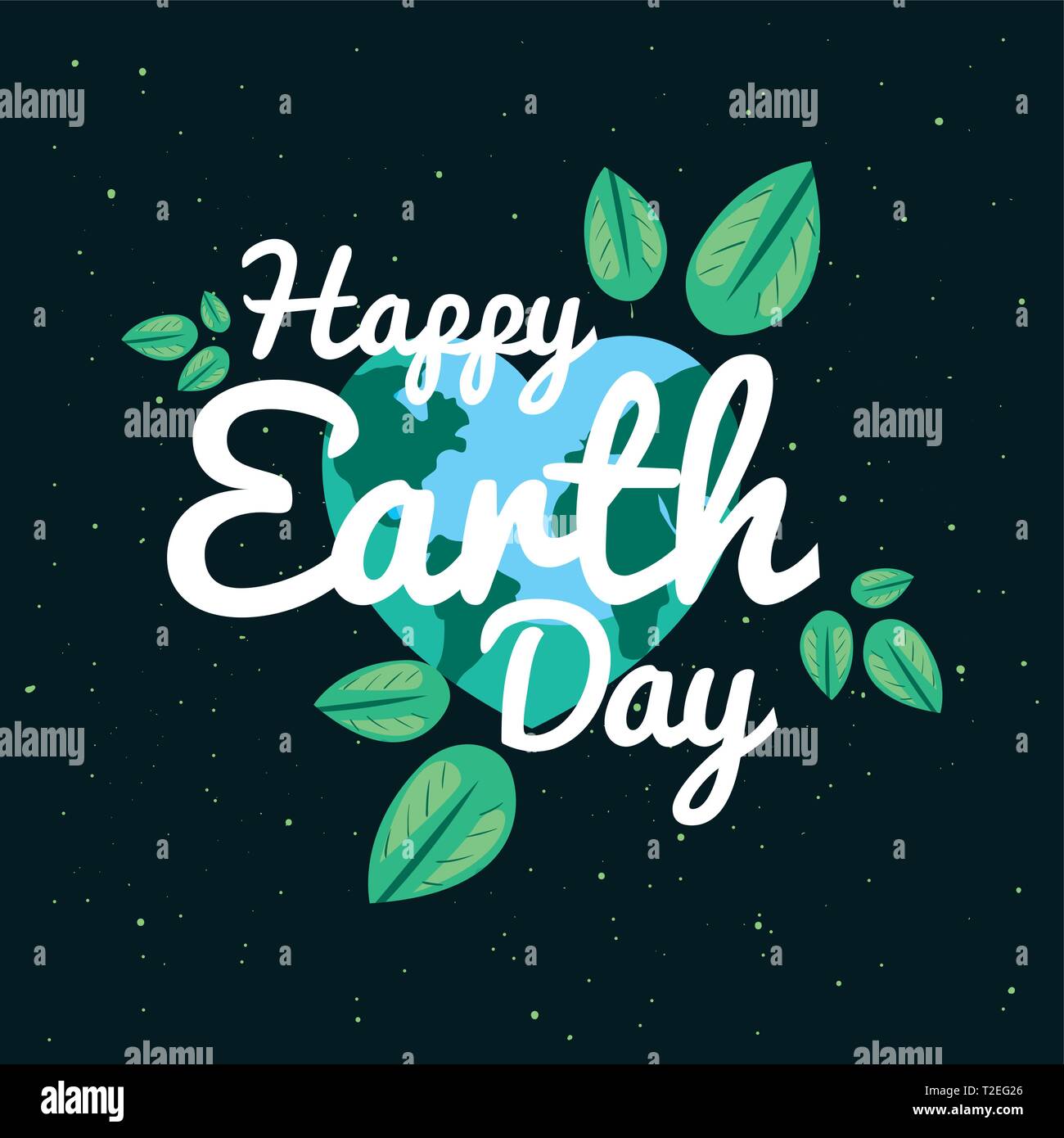 world shaped a heart leaves happy earth day vector illustration Stock ...