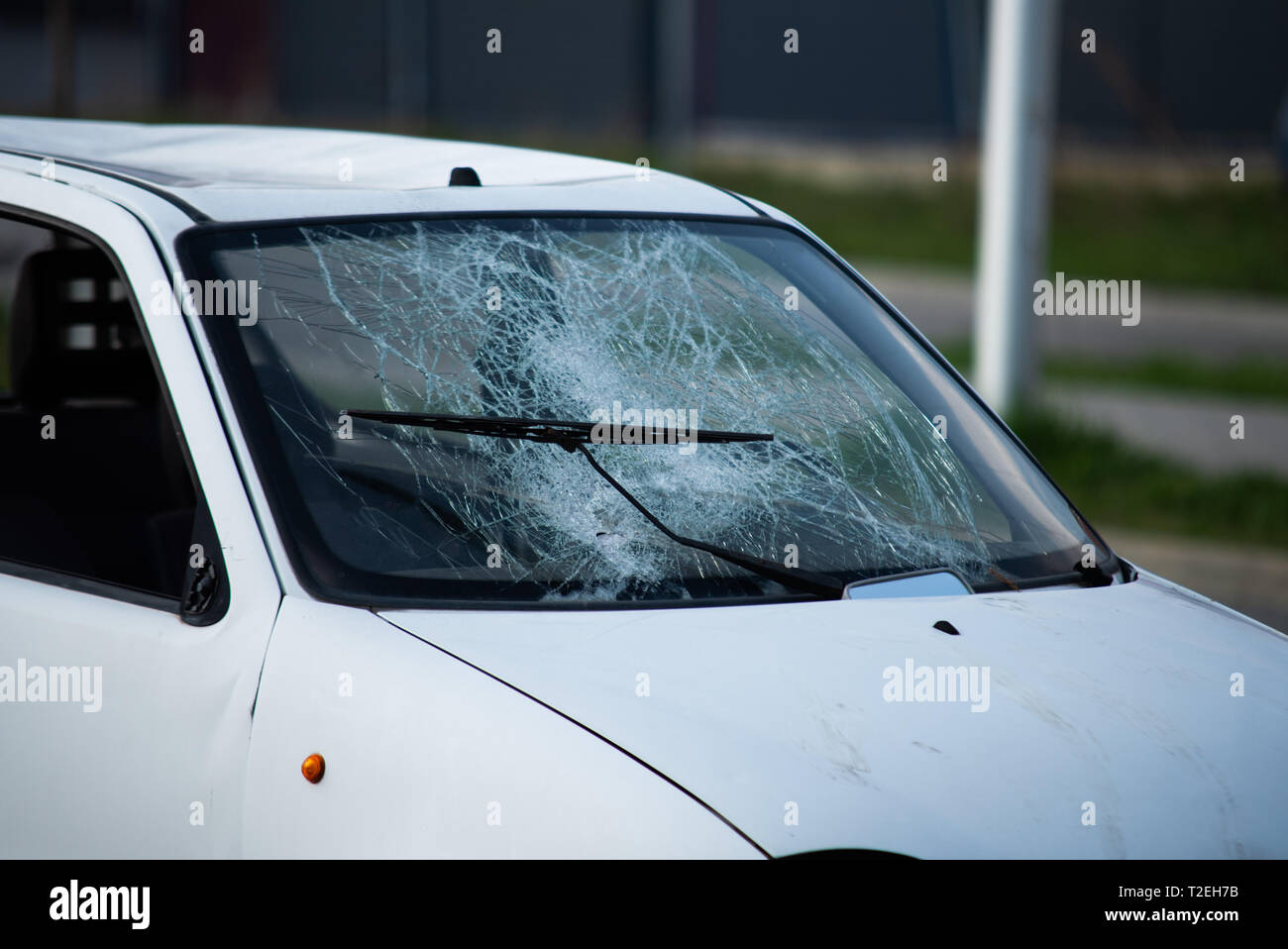 Car After An Accident After A Pedestrian Hit Stock Photo Alamy