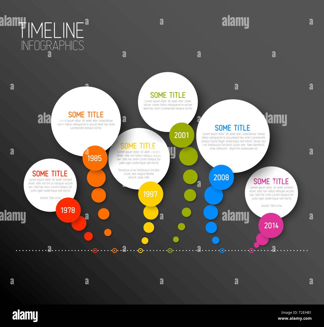 Vector dark horizontal Infographic timeline report template with icons ...