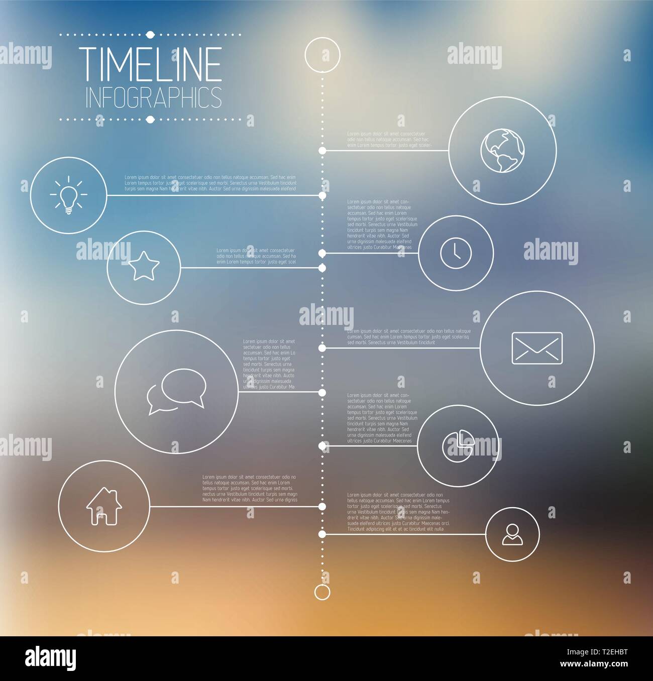 Vector Infographic timeline report template with icons and blurred ...
