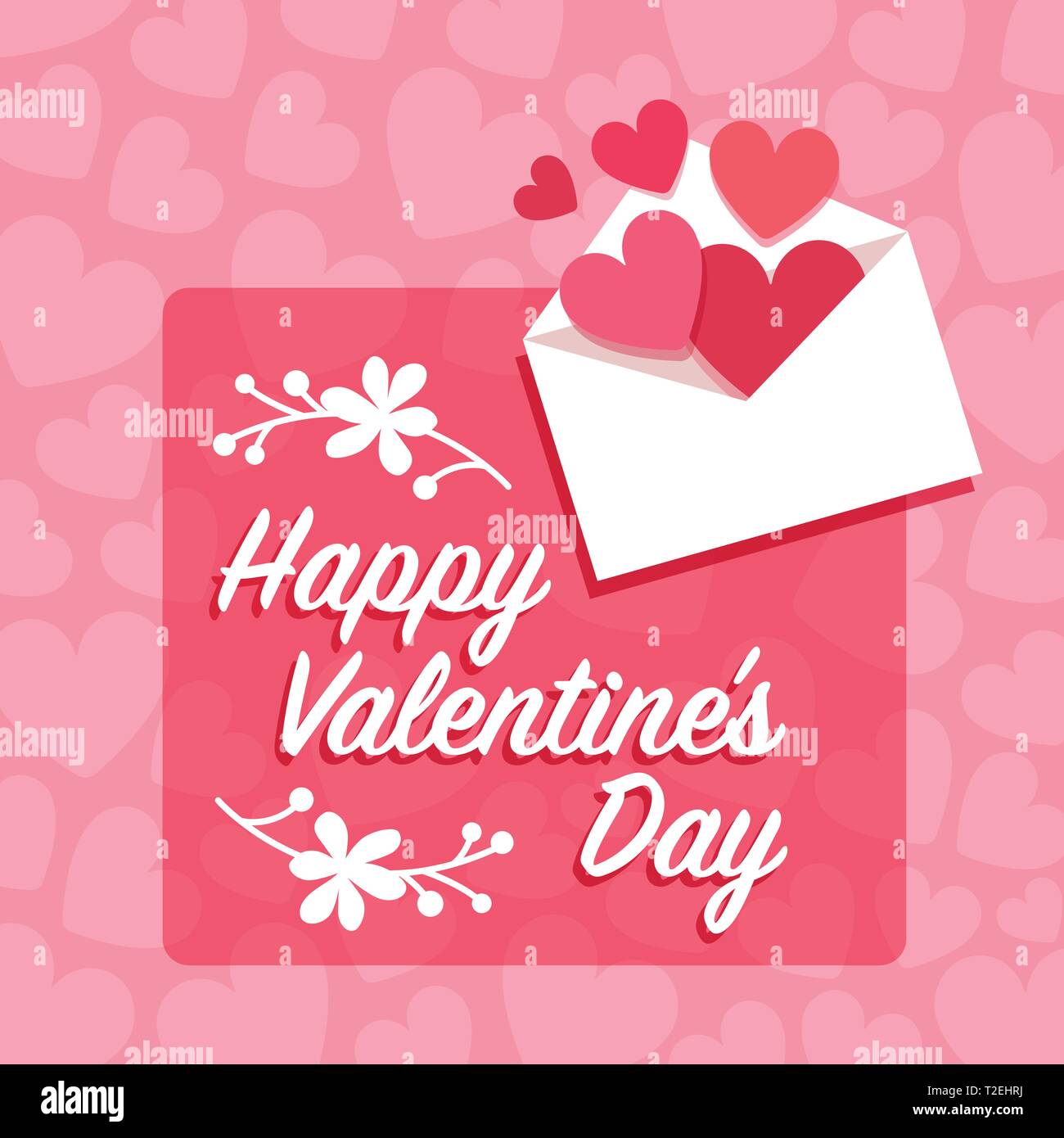 Happy Valentine's day design with love message and envelope Stock Vector