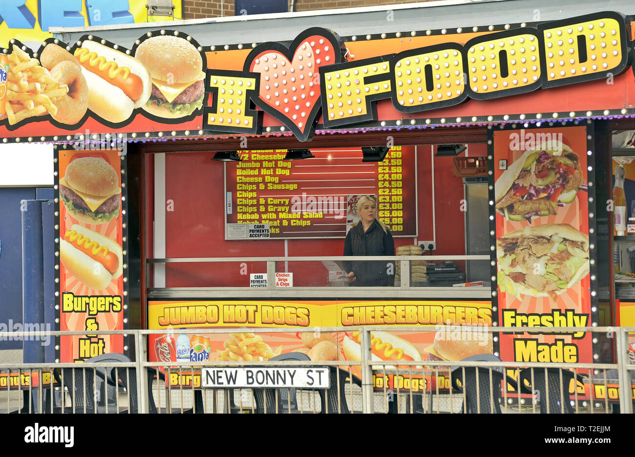 Take away fast food stall in Blackpool,UK Stock Photo
