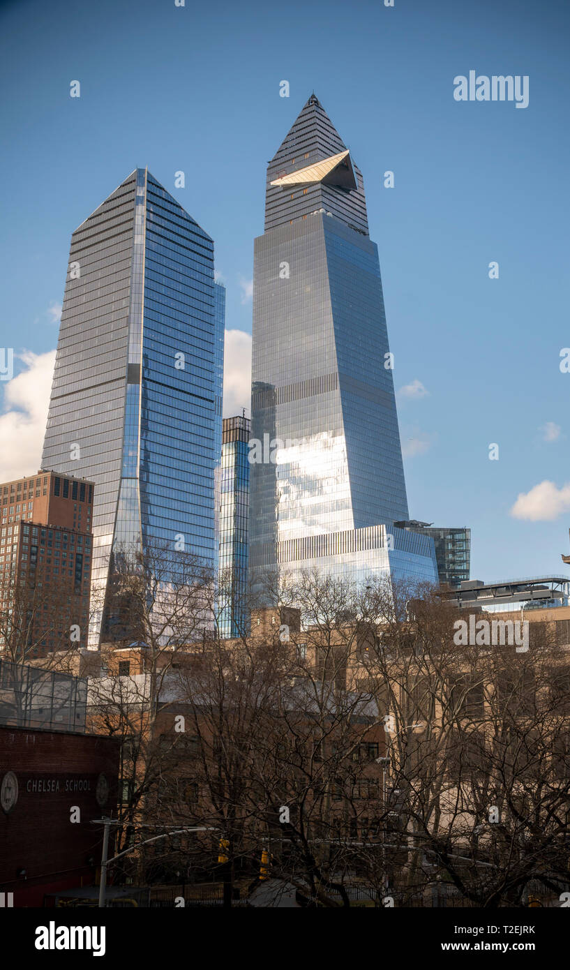 10 Hudson Yards, left, 30 Hudson Yards, right, and other development around Hudson Yards in New York on Friday, March 22, 2019. (Â© Richard B. Levine) Stock Photo