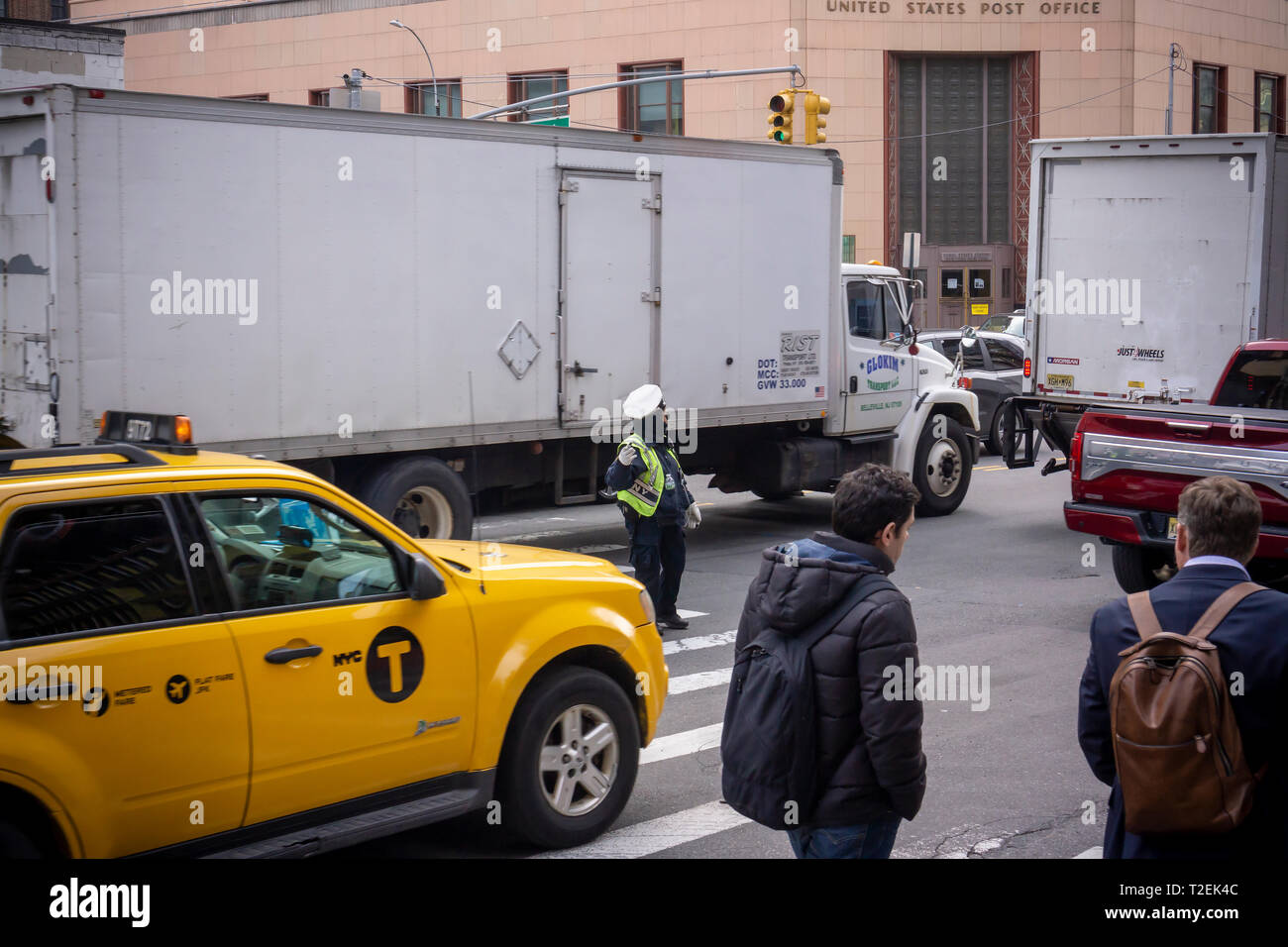 Traffic slogs along Canal Street in New York on Wednesday, March 27, 2019. Legislators in Albany are finalizing plans for instituting congestion pricing in New York City. (Â© Richard B. Levine) Stock Photo
