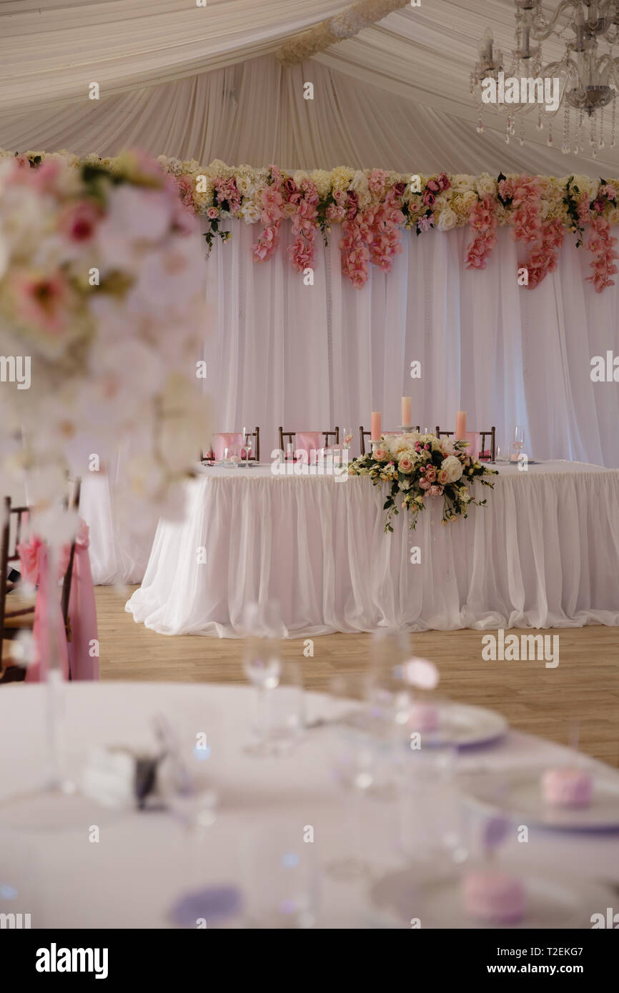 Wedding Setup Decoration During Reception Tender Pink And White