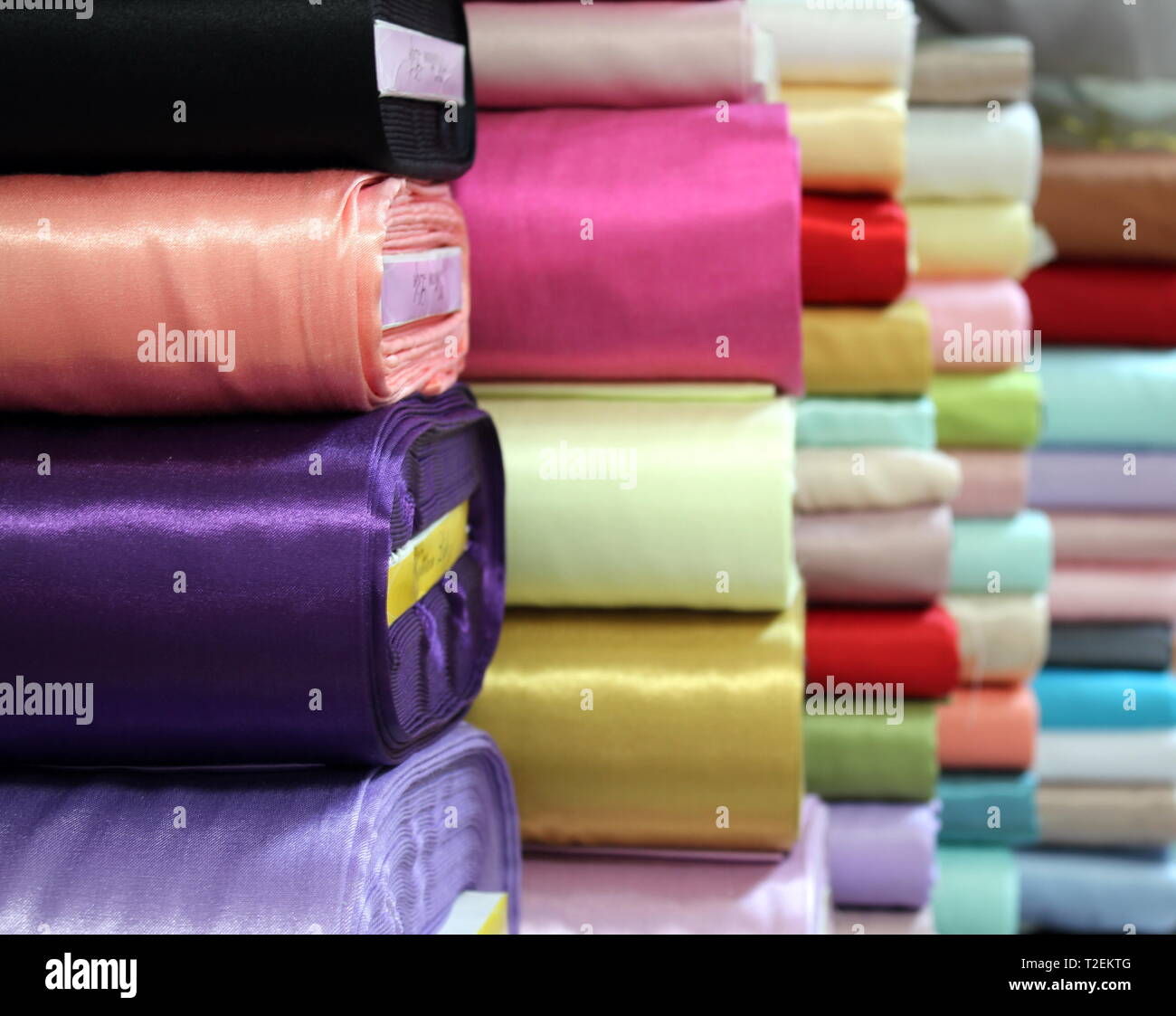 Silk roll fabrics Stock Photo - Alamy