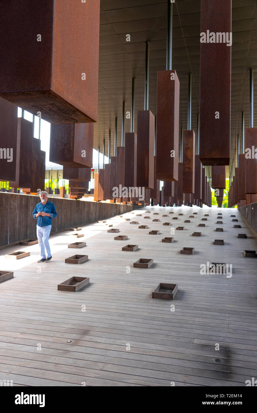 USA Alabama Montgomery National Memorial for Justice and Peace a museum for racial injustice and lynchings in America Stock Photo