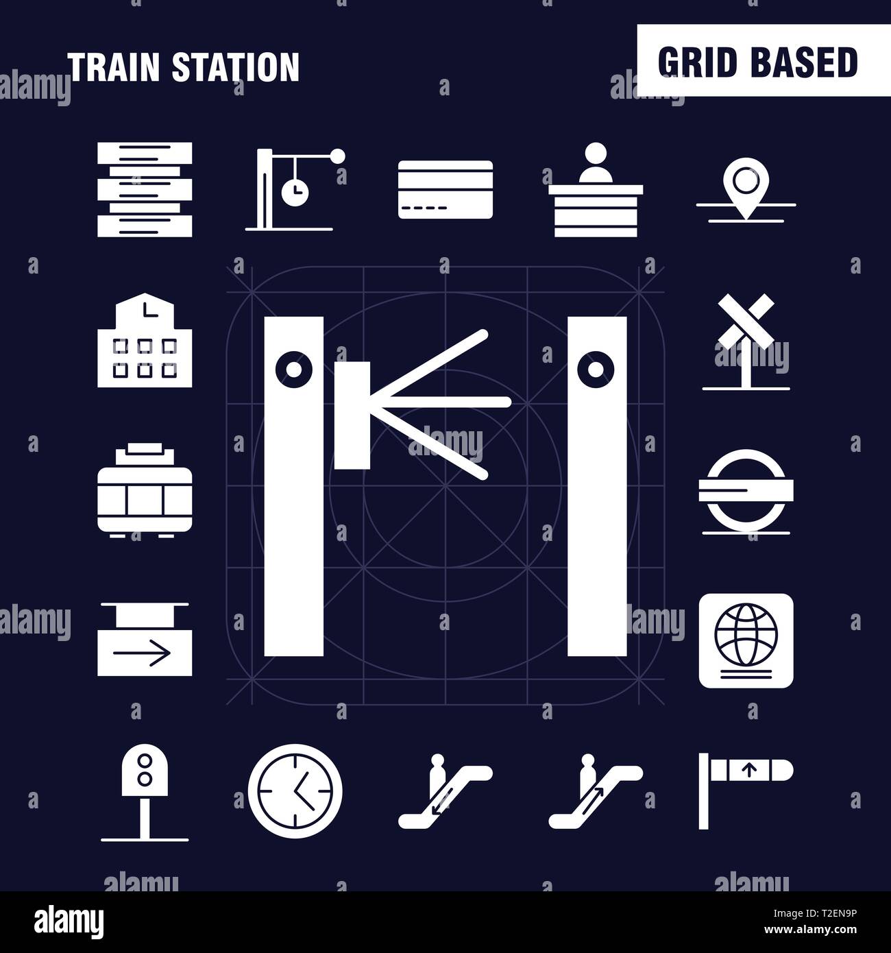 Train Station Solid Glyph Icons - Train Station Solid Glyph Icons Set For Infographics Mobile Uxui Kit And Print Design Include Entrance Railway Station Subway Train Railroad T2EN9P 