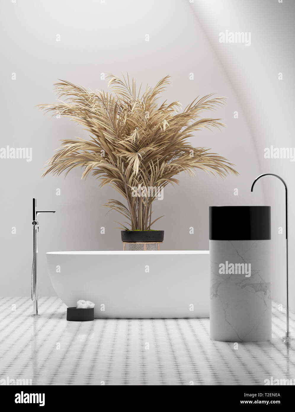 New modern contemporary bathroom interior, 3d render Stock Photo