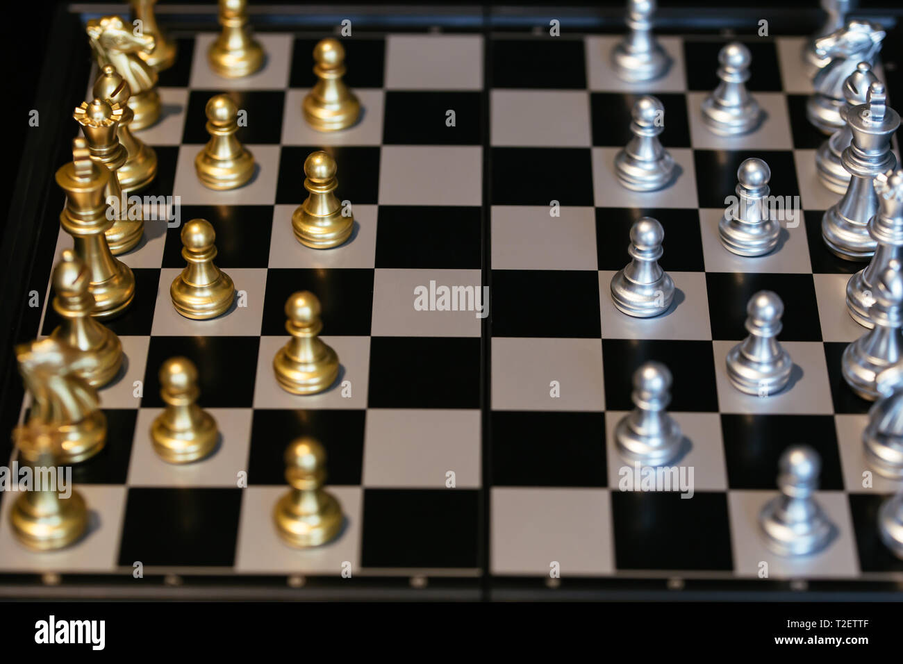 chess board seen close up with depth of field effect - 3D rendering Stock  Photo - Alamy