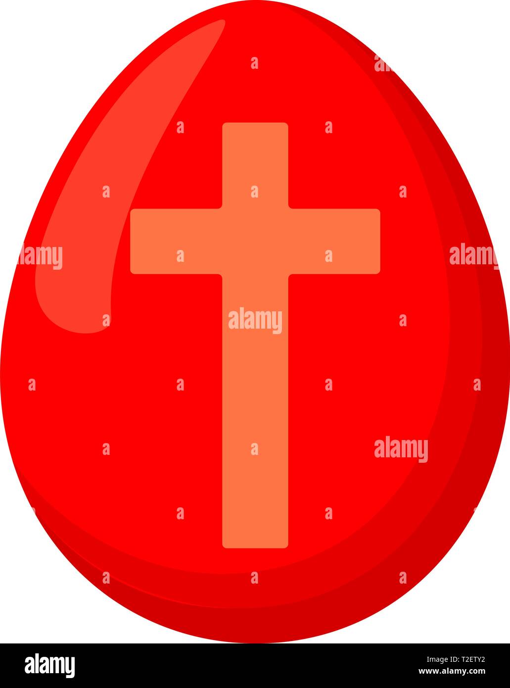 Cartoon red easter egg. Cross christianity symbol. Easter themed vector