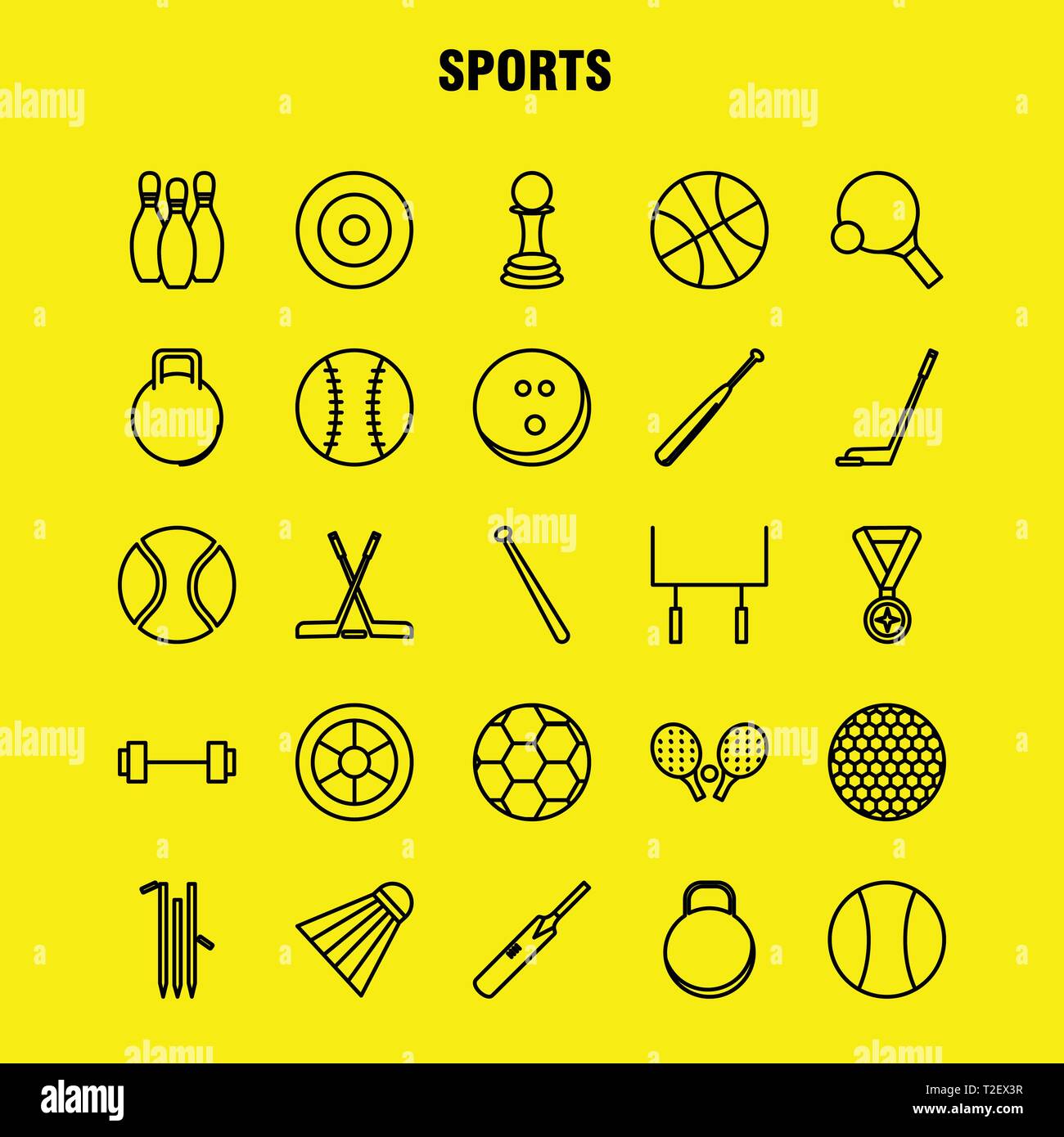 Sports Line Icons Set For Infographics, Mobile UX/UI Kit And Print