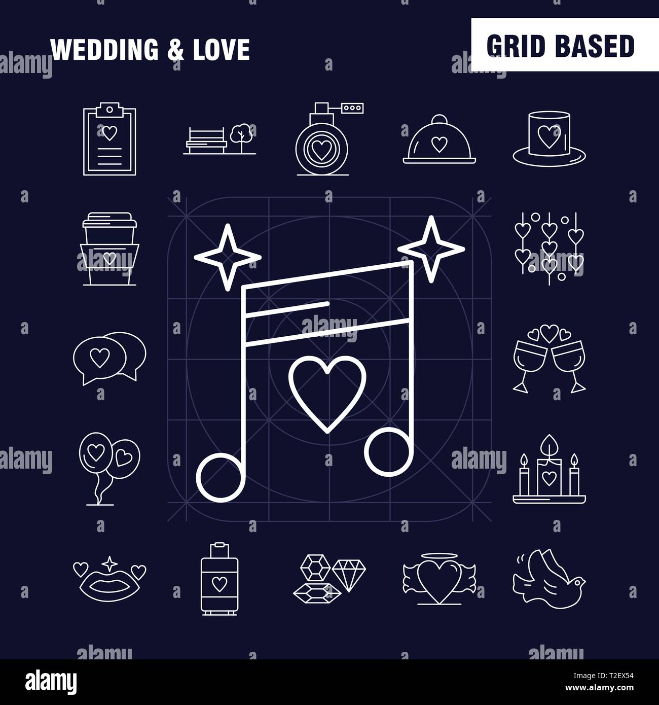 Wedding And Love Line Icons Set For Infographics, Mobile UX/UI Kit And ...