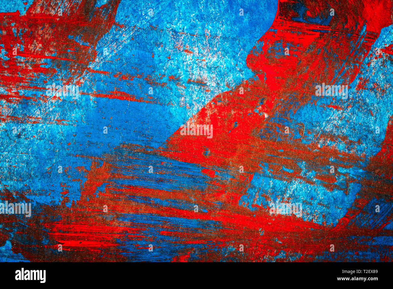 Abstract red and blue hand painted acrylic background, creative