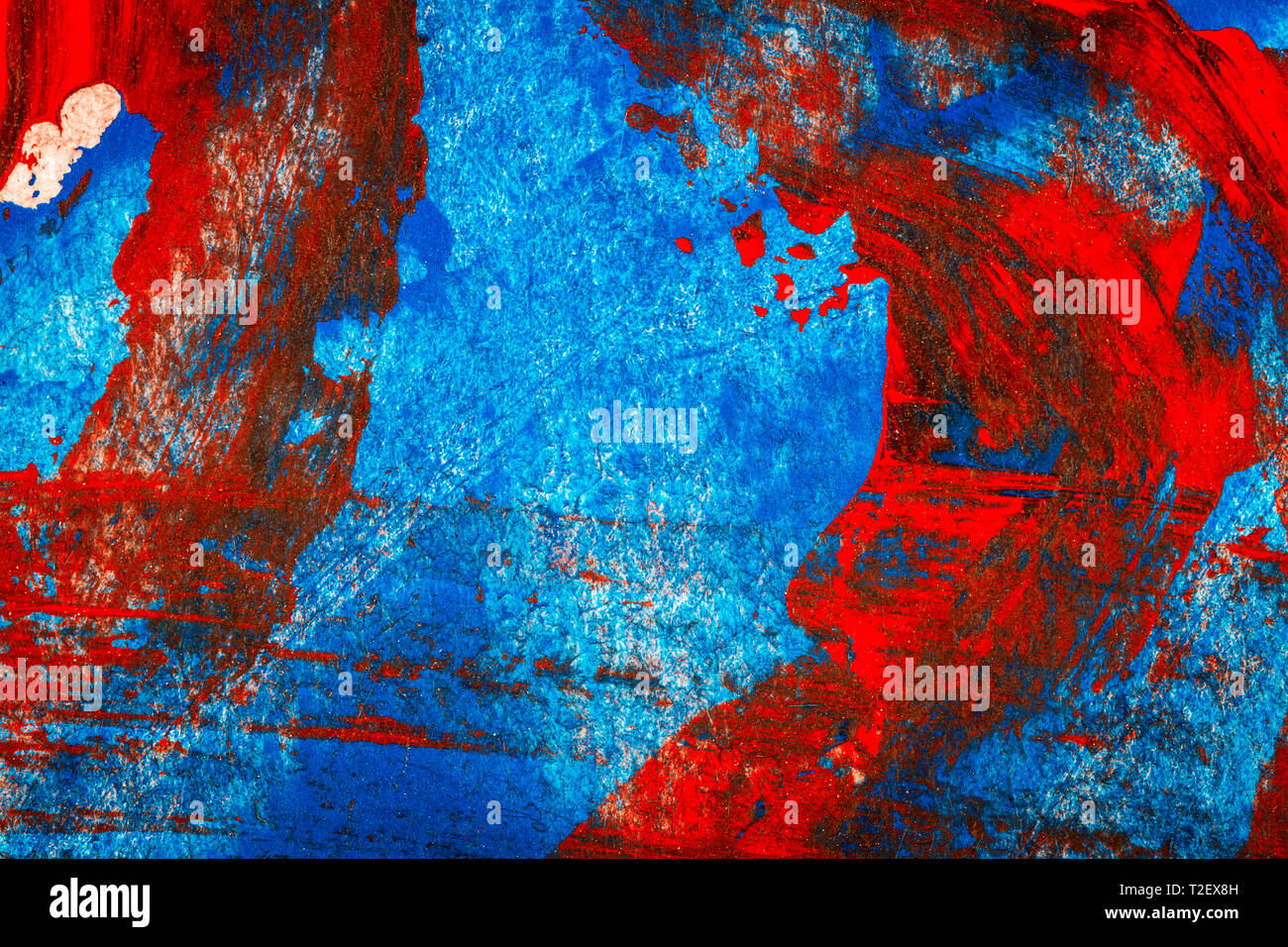 Abstract red and blue hand painted acrylic background, creative